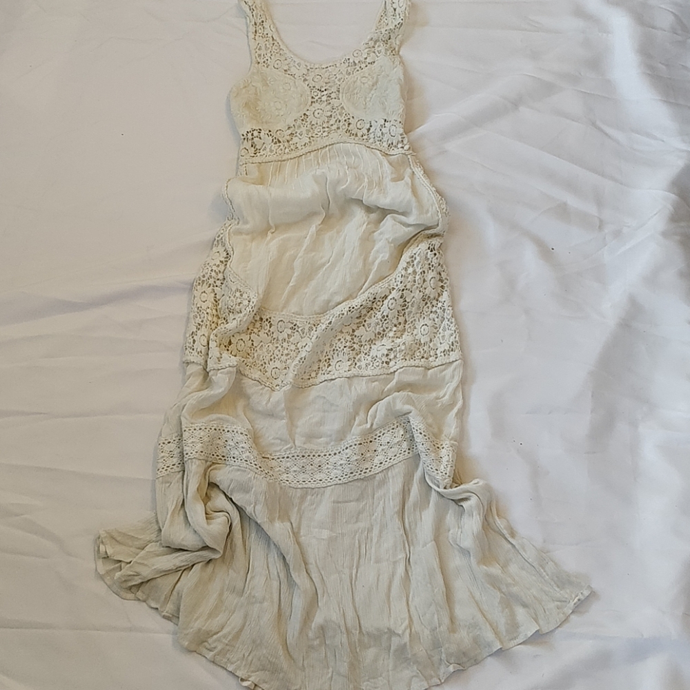 Free People Ivory Crochet Maxi